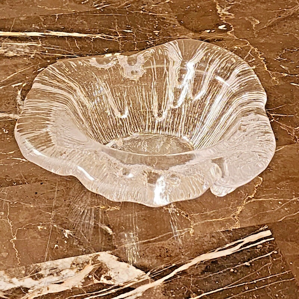 Vintage Blenko Clear Decorative Abstract Bowl/ Ashtray